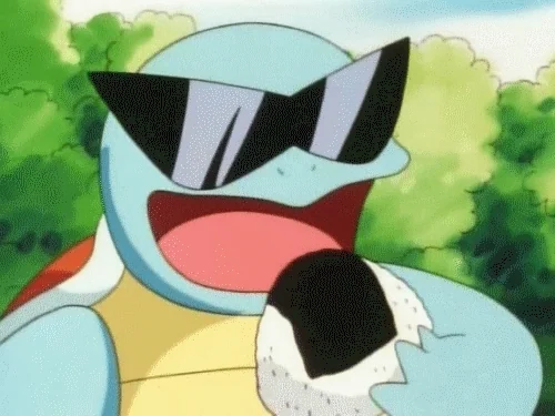 Squirtle eating onigiri