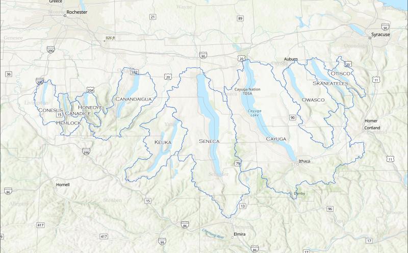 A map of the Finger Lakes watershed